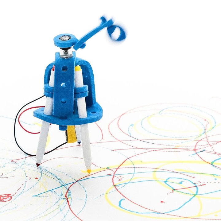 A Drawbot Spark drawing colorful scribbles